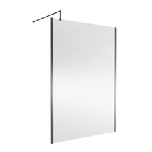 Nui 1400mm Wetroom Screen Outer Frame 1850x8mm - Brushed Pewter Contemporary Aluminium 1850x1398x13mm - JJ Building Materials