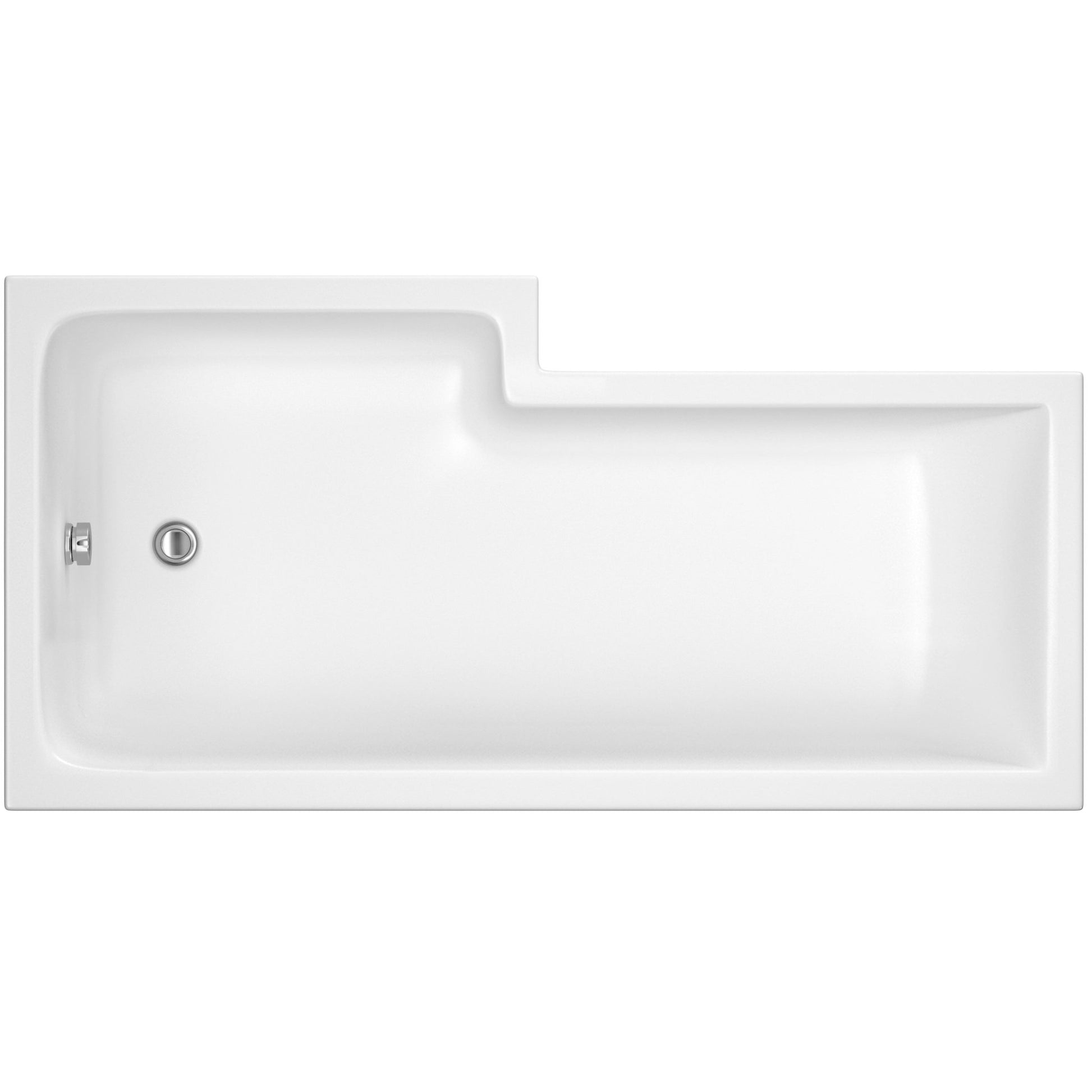Nui 1500mm Right Hand Square Shower Bath Contemporary White Acrylic 390x850x390mm - JJ Building Materials