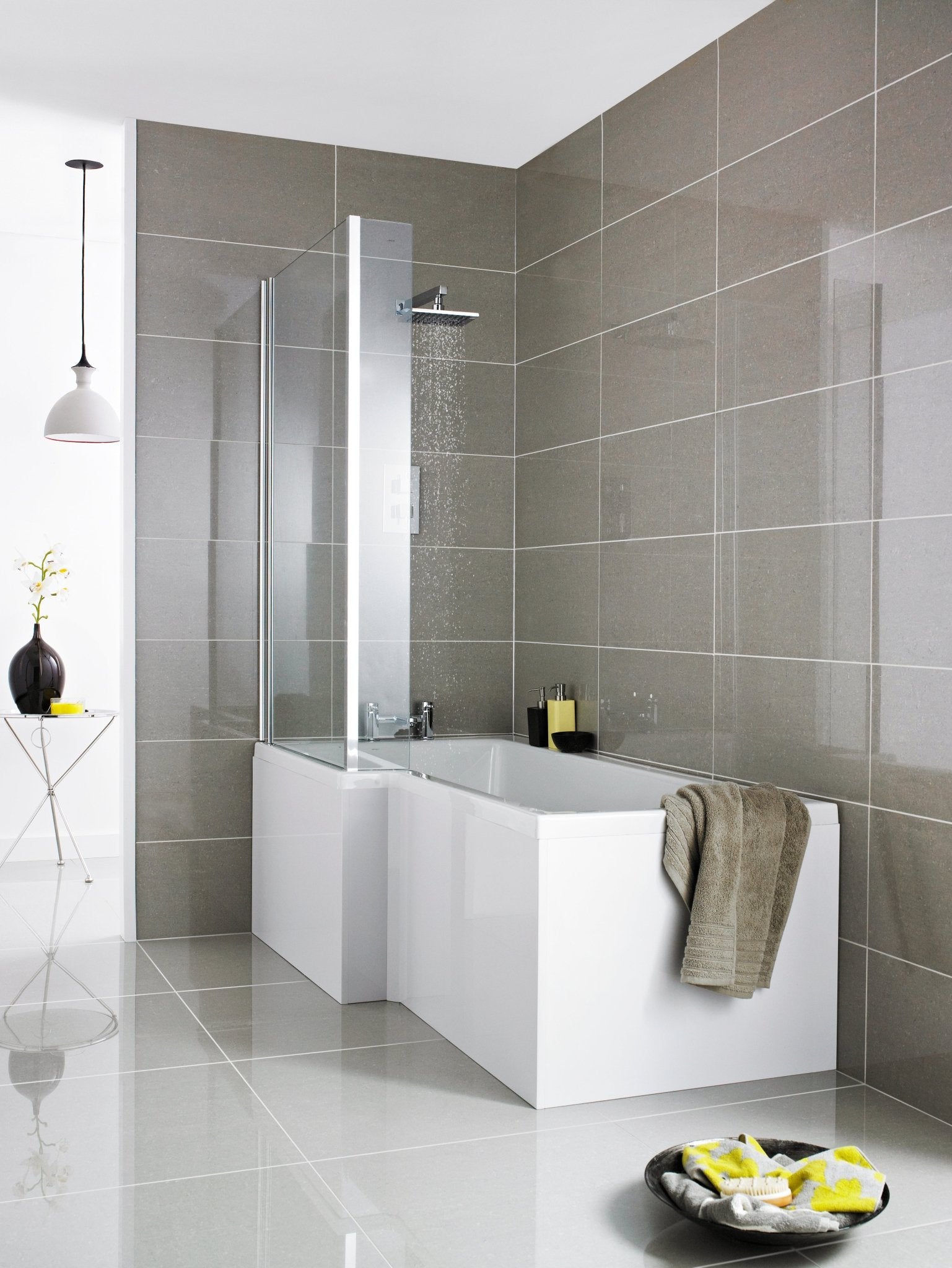 Nui 1600mm Square Showerbath Front Panel Contemporary European White Acrylic 500x1600x167mm - JJ Building Materials