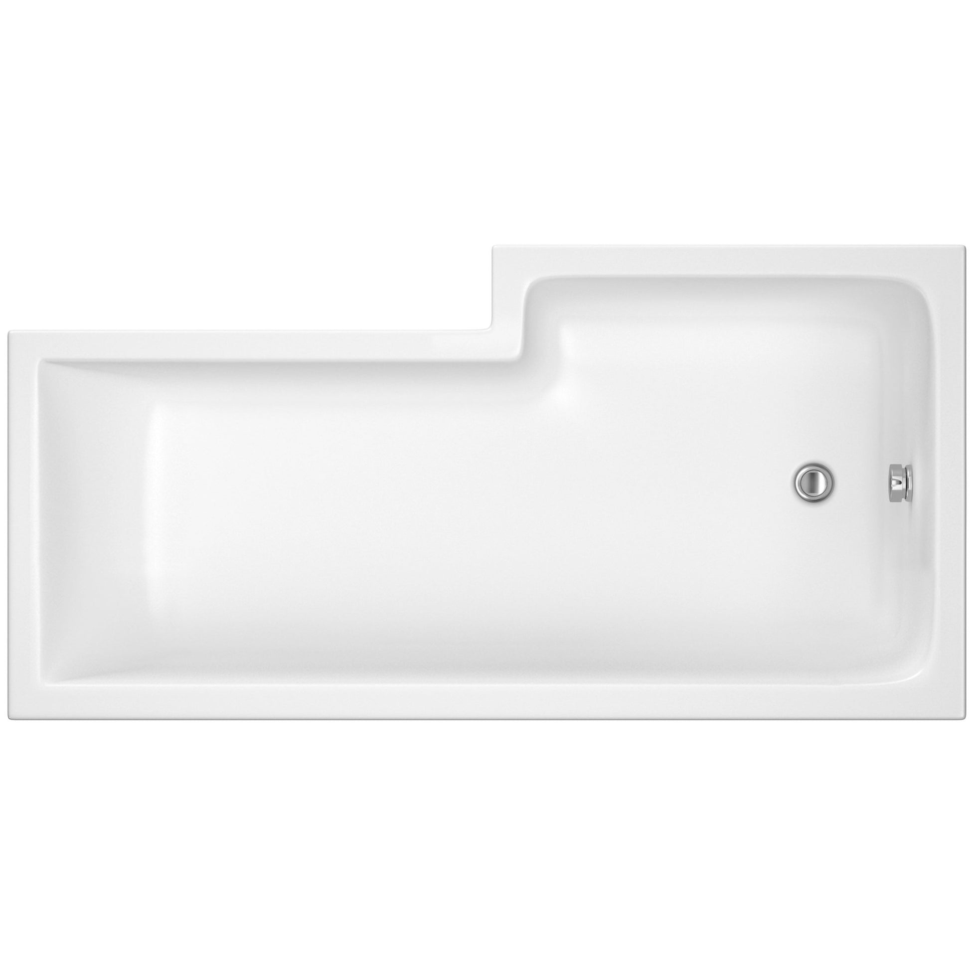 Nui 1700mm Left Hand Square Shower Bath Contemporary White Acrylic - JJ Building Materials