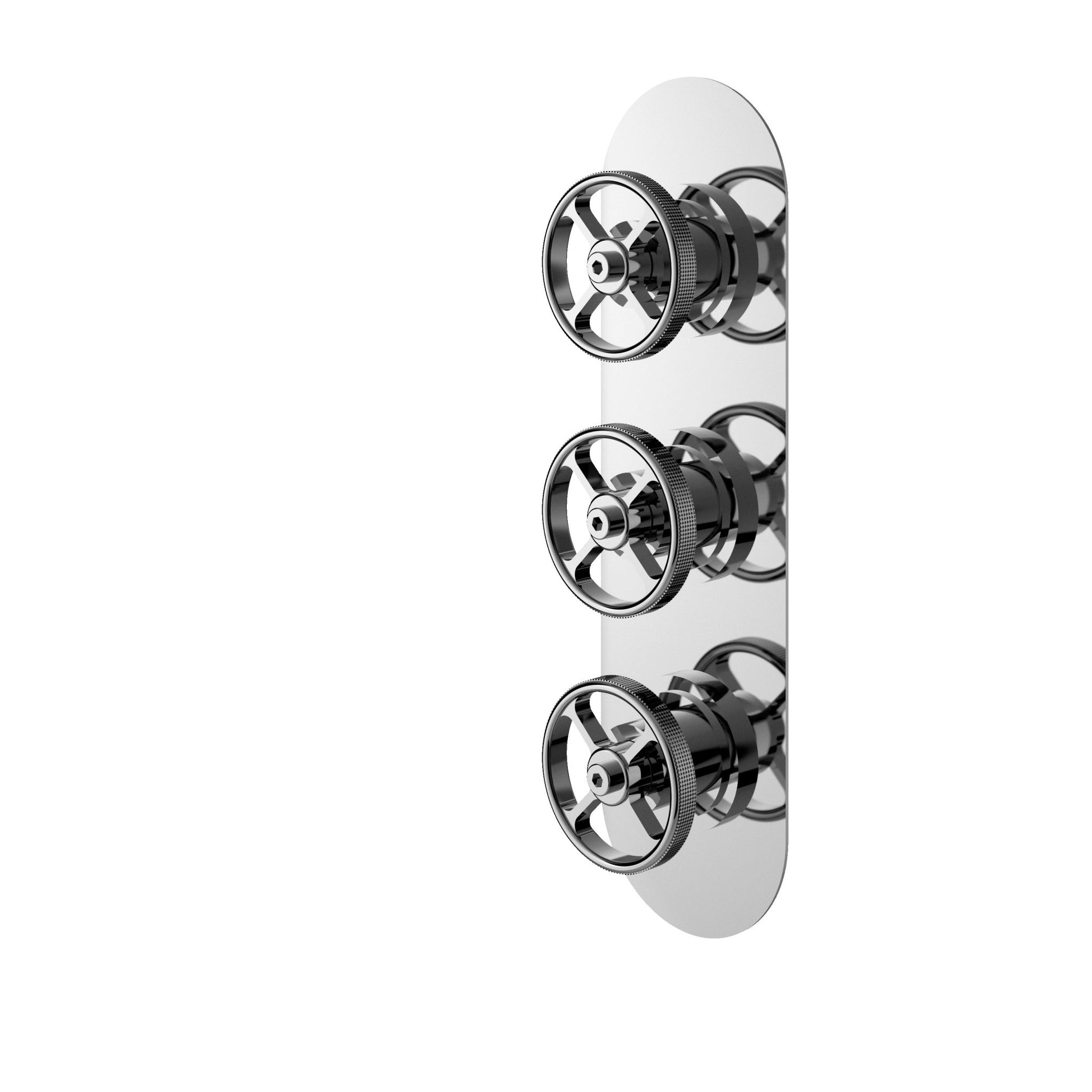 Nui 2 Outlet Valves Triple Valve Traditional Chrome Brass ABS 280x80x143mm - JJ Building Materials