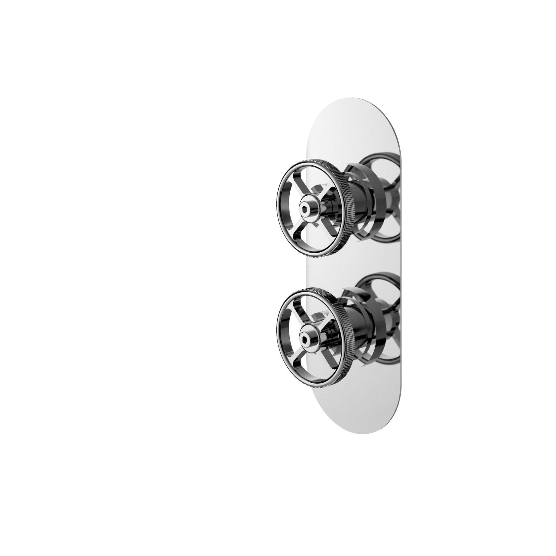 Nui 2 Outlet Valves Twin Valve With Diverter Traditional Chrome Brass ABS 215x80x143mm - JJ Building Materials