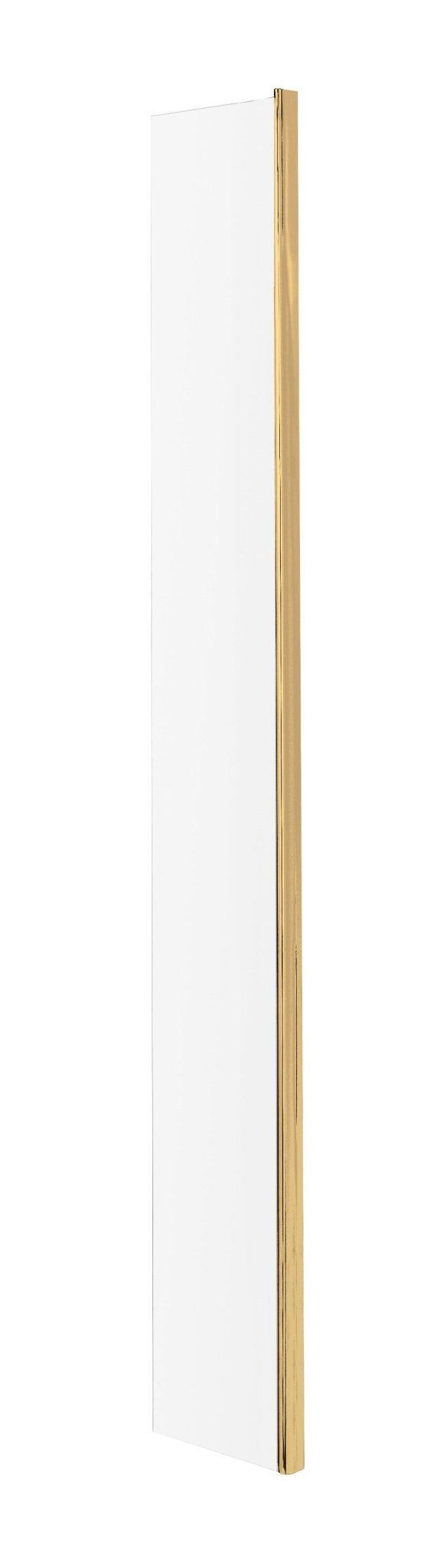 Nui 215mm Wetroom Return Screen Contemporary Brushed Brass Aluminium 1850x215x28mm - JJ Building Materials