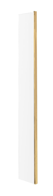 Nui 215mm Wetroom Return Screen Contemporary Brushed Brass Aluminium 1850x215x28mm - JJ Building Materials