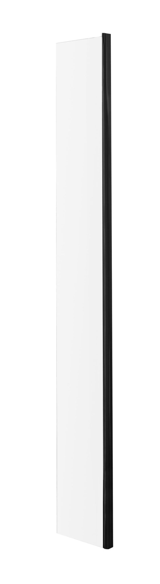 Nui 215mm Wetroom Return Screen Contemporary Matt Black Aluminium 1850x215x28mm - JJ Building Materials