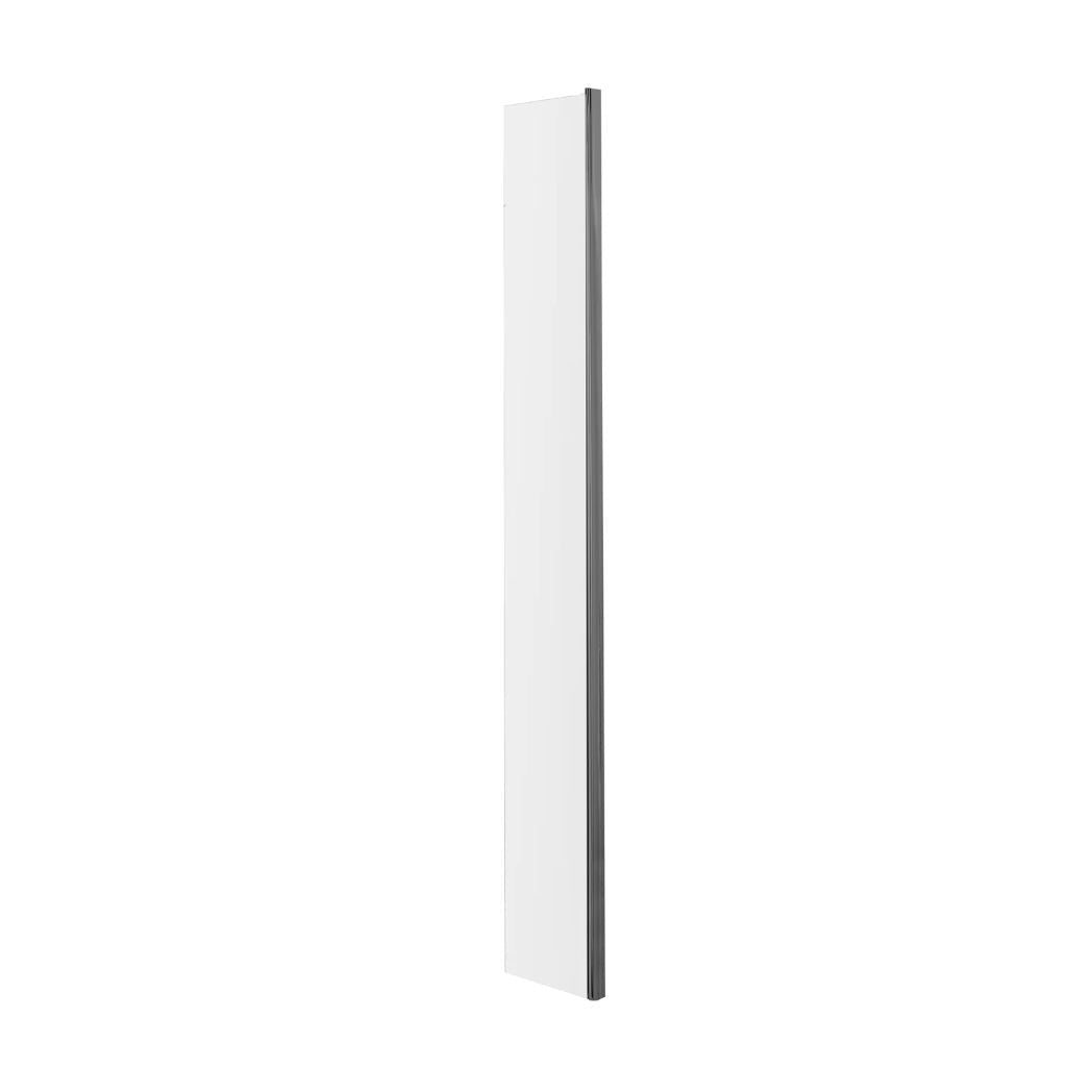 Nui 215x1850mm Wetroom Screen Return Contemporary Brushed Pewter Aluminium 1850x215x28mm - JJ Building Materials