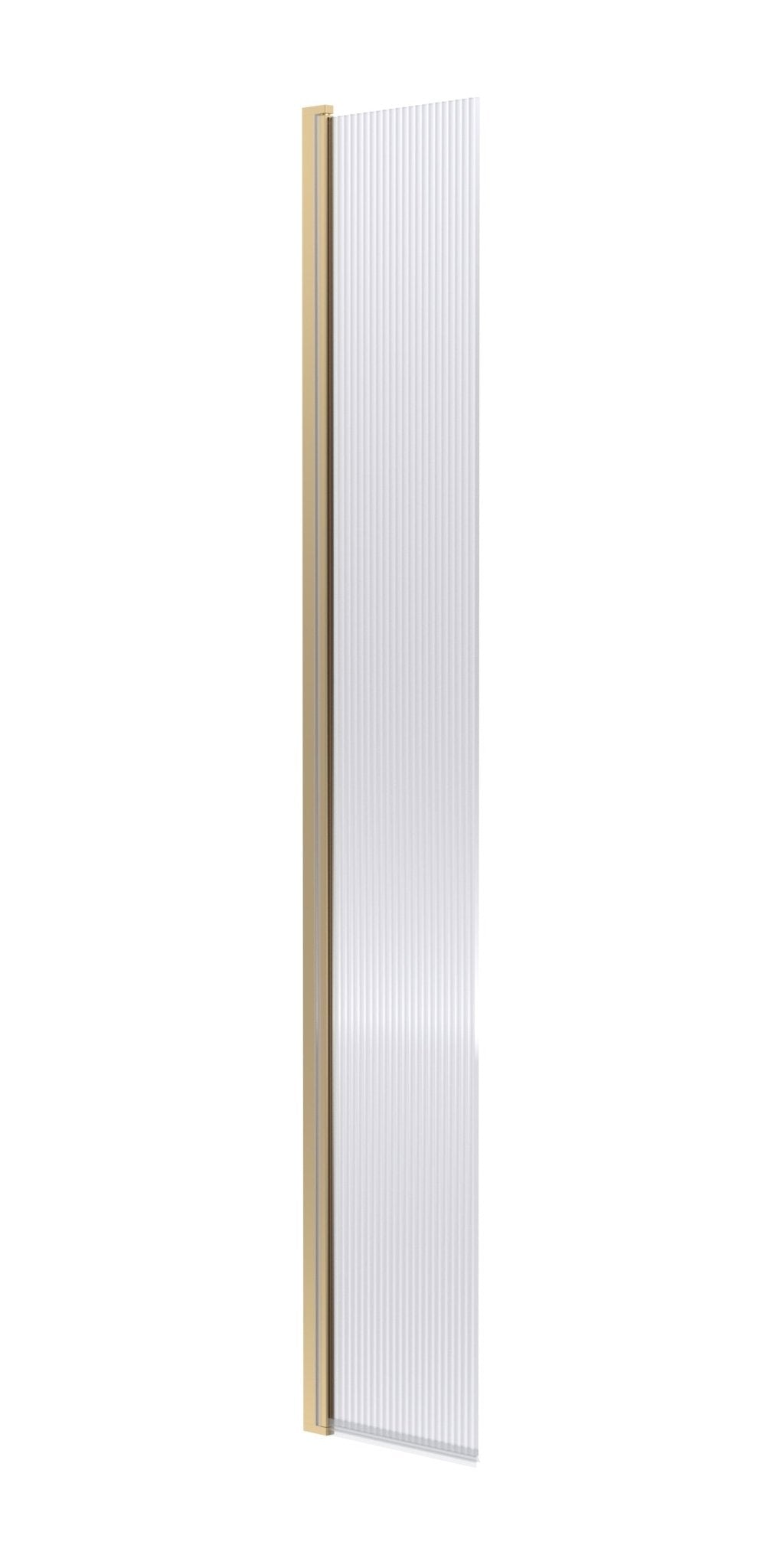 Nui 300mm Fluted Hinged Flipper Screen Contemporary Brushed Brass Aluminium 1850x322x27mm - JJ Building Materials