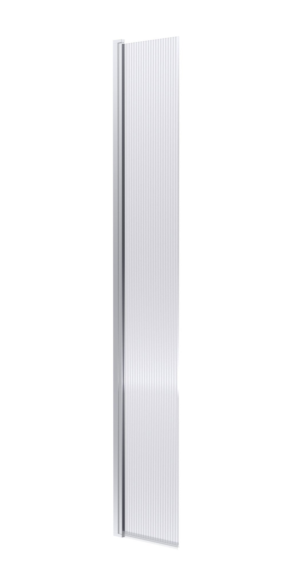 Nui 300mm Fluted Hinged Flipper Screen Contemporary Chrome Aluminium 1850x322x27mm - JJ Building Materials