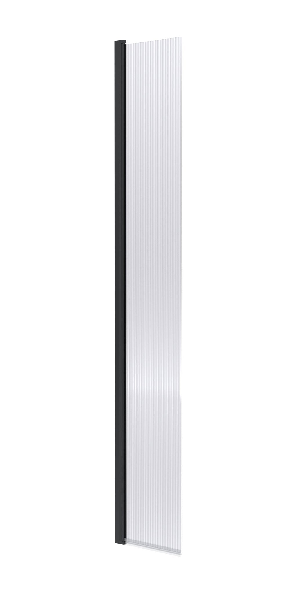 Nui 300mm Fluted Hinged Flipper Screen Contemporary Matt Black Aluminium 1850x322x27mm - JJ Building Materials