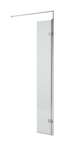 Nui 300mm Fluted Hinged Screen With Support Bar Contemporary Chrome Aluminium 1850x322x27mm - JJ Building Materials