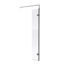 Nui 300x1850mm Wetroom Swing Screen Contemporary Brushed Pewter Aluminium 1850x322x27mm - JJ Building Materials