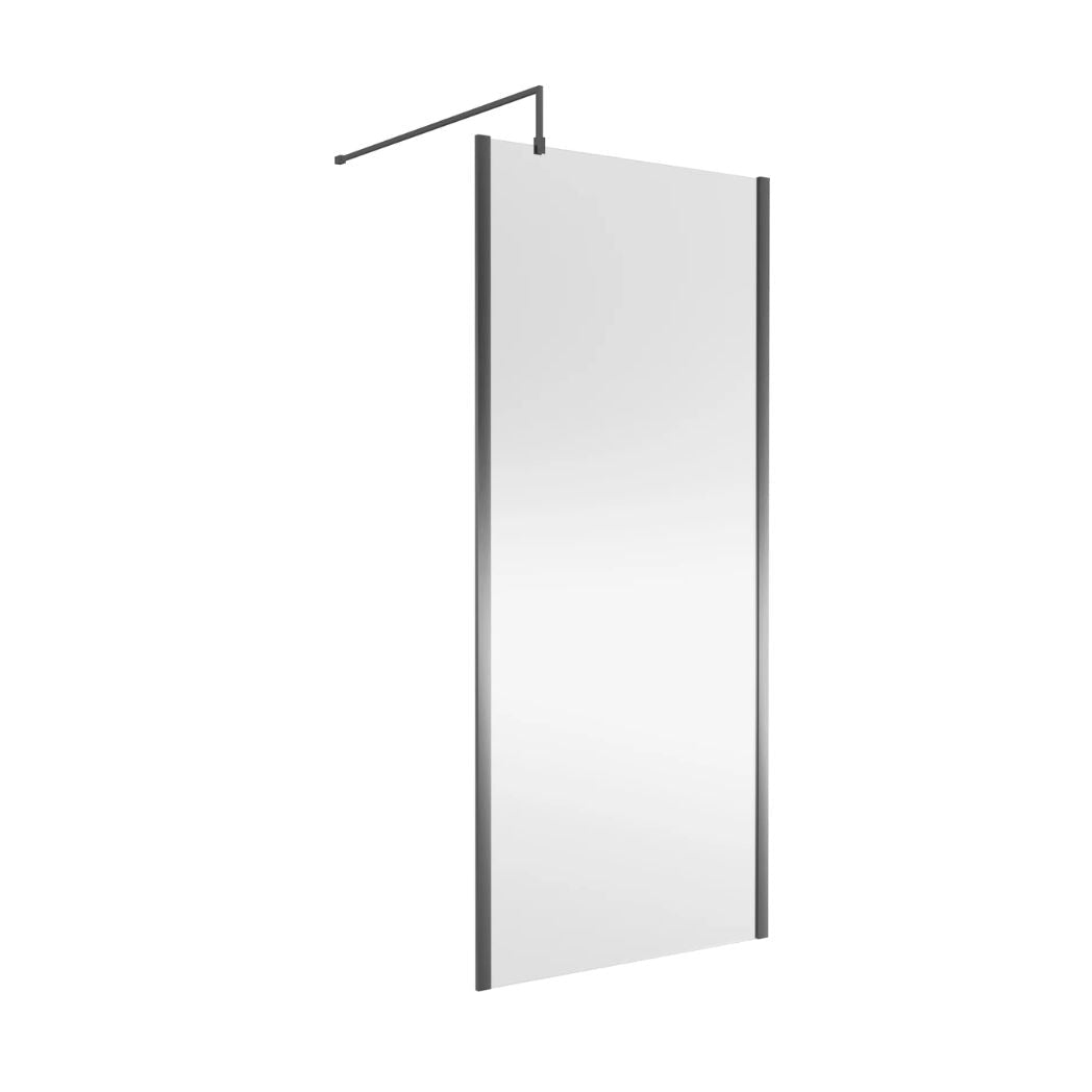 Nui 900 Wetroom Screen Outer Frame 1850x8mm - Brushed Pewter Contemporary Aluminium 1850x898x13mm - JJ Building Materials