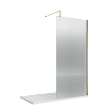 Nui 900x1850 Fluted Wetroom Screen Inc' Bar Contemporary Brushed Brass Aluminium 1850x900x13mm - JJ Building Materials