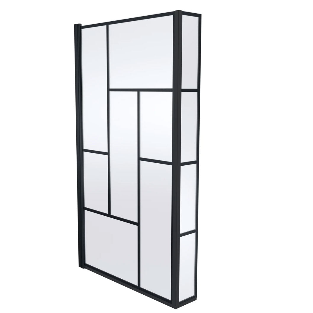 Nui ABStract Bath Screen Contemporary Matt Black Aluminium 1430x795x150mm - JJ Building Materials