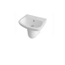 Nui Ambrose 450mm Basin & Semi Pedestal Contemporary White Vitreous China 405x450x350mm - JJ Building Materials