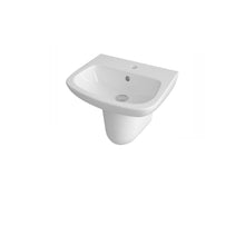 Nui Ambrose 500mm Basin & Semi Pedestal Contemporary White Vitreous China 415x500x400mm - JJ Building Materials