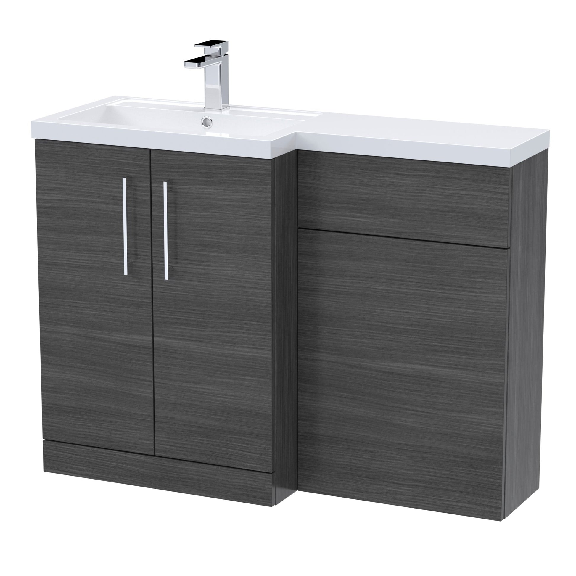 Nui Arno 1100mm Left Hand Combination Contemporary Anthracite Woodgrain MFC Textured Woodgrain 858x1105x390mm - JJ Building Materials