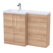 Nui Arno 1100mm Left Hand Combination Contemporary Bleached Oak MFC Textured Woodgrain 858x1105x390mm - JJ Building Materials