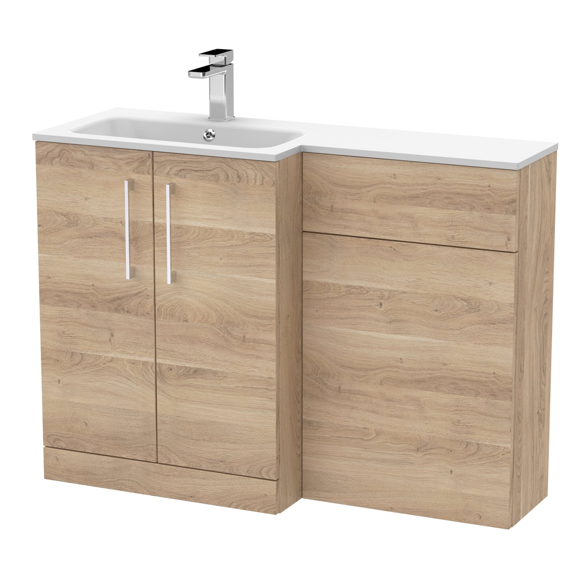Nui Arno 1100mm Left Hand Combination Contemporary Bleached Oak MFC Textured Woodgrain,stone 858x1105x390mm - ARN3012L - JJ Building Materials