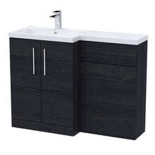 Nui Arno 1100mm Left Hand Combination Contemporary Charcoal Black MFC Textured Woodgrain 858x1105x390mm - JJ Building Materials