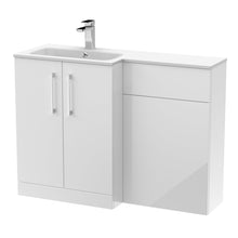 Nui Arno 1100mm Left Hand Combination Contemporary Gloss White MFC Painted Gloss,stone 858x1105x390mm - ARN112L - JJ Building Materials