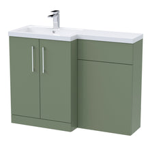 Nui Arno 1100mm Left Hand Combination Contemporary Satin Green MFC Painted Matt 858x1105x390mm - JJ Building Materials