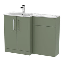 Nui Arno 1100mm Left Hand Combination Contemporary Satin Green MFC Painted Matt,stone 858x1105x390mm - ARN813L - JJ Building Materials