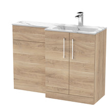Nui Arno 1100mm Right Hand Combination Contemporary Bleached Oak MFC Textured Woodgrain,stone 858x1105x390mm - ARN3013R - JJ Building Materials