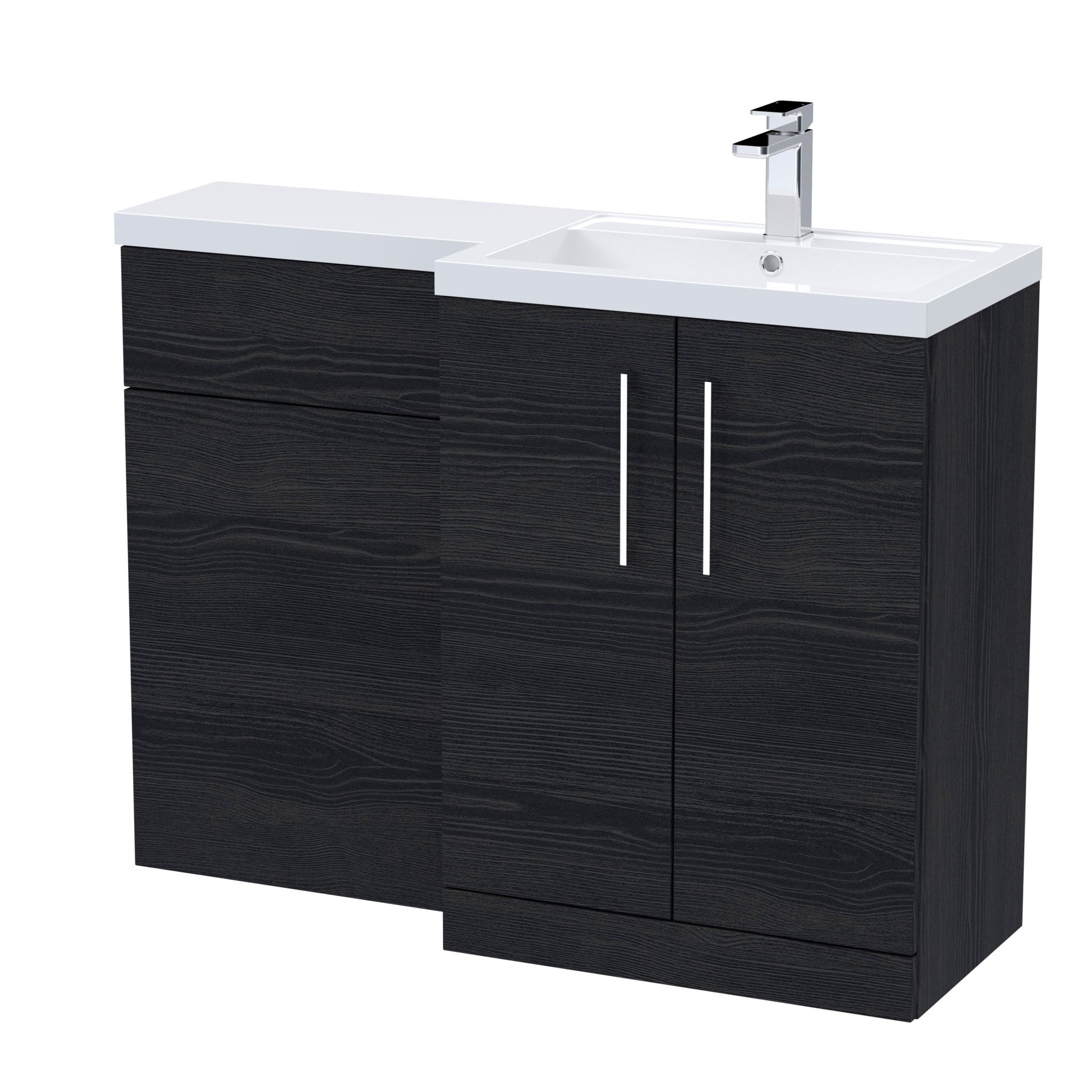 Nui Arno 1100mm Right Hand Combination Contemporary Charcoal Black MFC Textured Woodgrain 858x1105x390mm - JJ Building Materials