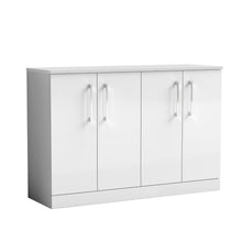 Nui Arno 1200mm Floor Standing 4 Door Vanity & Worktop Contemporary Gloss White MFC Painted Gloss 818x1205x390mm - JJ Building Materials