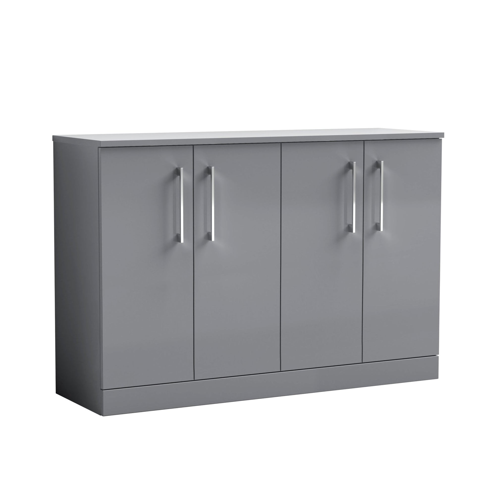 Nui Arno 1200mm Floor Standing 4 Door Vanity & Worktop Contemporary Satin Grey MFC Painted Matt 818x1205x390mm - JJ Building Materials