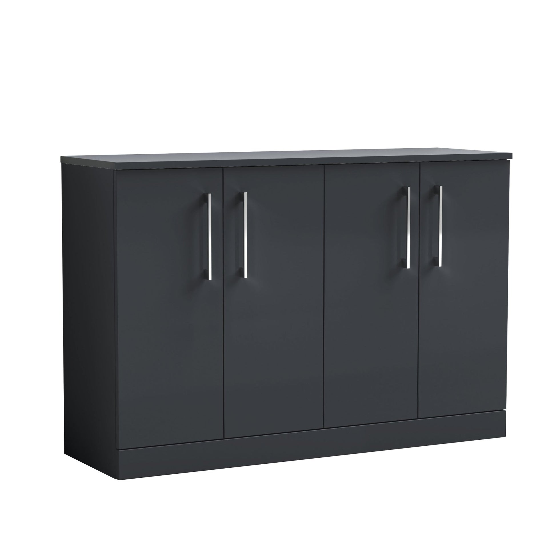 Nui Arno 1200mm Floor Standing 4 Door Vanity & Worktop Contemporary Soft Black MFC Painted Matt 818x1205x390mm - JJ Building Materials