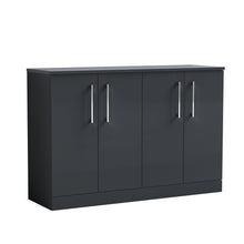 Nui Arno 1200mm Floor Standing 4 Door Vanity & Worktop Contemporary Soft Black MFC Painted Matt 818x1205x390mm - JJ Building Materials