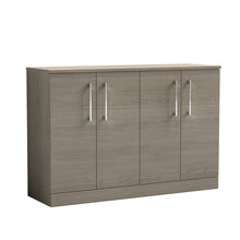 Nui Arno 1200mm Floor Standing 4 Door Vanity & Worktop Contemporary Solace Oak MFC Textured Woodgrain 818x1205x390mm - JJ Building Materials