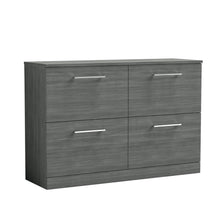 Nui Arno 1200mm Floor Standing 4 Drawer Vanity & Worktop Contemporary Anthracite Woodgrain MFC Textured Woodgrain 818x1205x390mm - JJ Building Materials