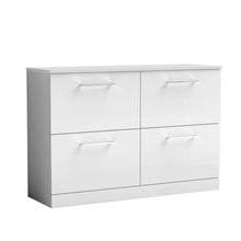 Nui Arno 1200mm Floor Standing 4 Drawer Vanity & Worktop Contemporary Gloss White MFC Painted Gloss 818x1205x390mm - JJ Building Materials