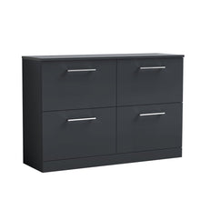 Nui Arno 1200mm Floor Standing 4 Drawer Vanity & Worktop Contemporary Soft Black MFC Painted Matt 818x1205x390mm - JJ Building Materials
