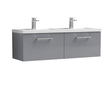 Nui Arno 1200mm Wall Hung 2 Drawer Vanity & Double Basin Contemporary Satin Grey MFC Painted Matt 399x1205x383mm - ARN2222C - JJ Building Materials