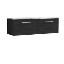 Nui Arno 1200mm Wall Hung 2 - drawer Vanity & Laminate Worktop Contemporary Charcoal Black MFC Textured Woodgrain 381x1205x390mm - ARN622LCM2 - JJ Building Materials