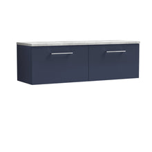 Nui Arno 1200mm Wall Hung 2 - drawer Vanity & Laminate Worktop Contemporary Midnight Blue MFC Painted Matt 381x1205x390mm - ARN2922LBG2 - JJ Building Materials