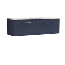 Nui Arno 1200mm Wall Hung 2 - drawer Vanity & Laminate Worktop Contemporary Midnight Blue MFC Painted Matt 381x1205x390mm - ARN2922LCM2 - JJ Building Materials