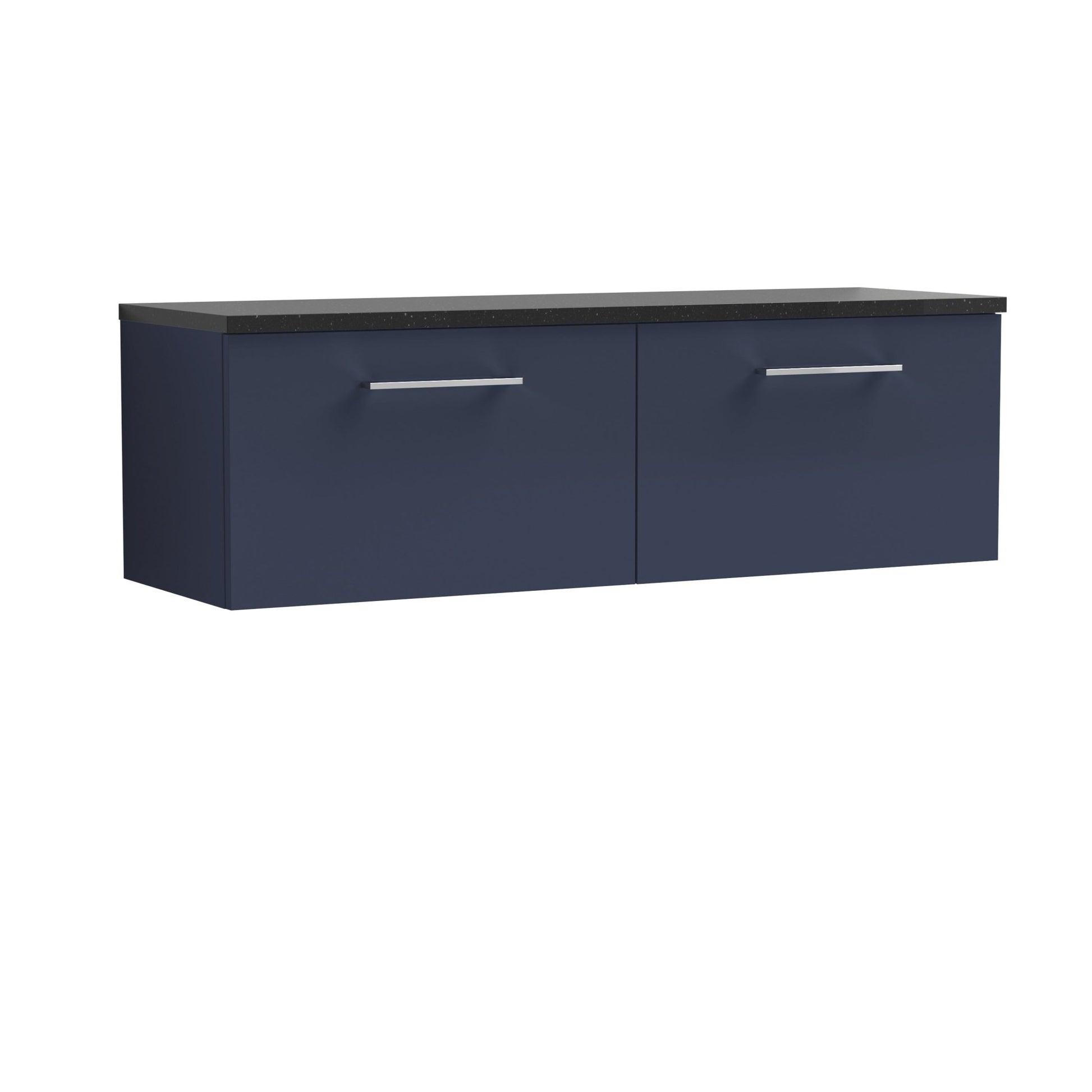 Nui Arno 1200mm Wall Hung 2 - drawer Vanity & Laminate Worktop Contemporary Midnight Blue MFC Painted Matt 381x1205x390mm - ARN2922LSB2 - JJ Building Materials
