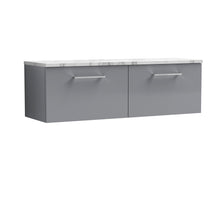 Nui Arno 1200mm Wall Hung 2 - drawer Vanity & Laminate Worktop Contemporary Satin Grey MFC Painted Matt 381x1205x390mm - ARN2222LCM2 - JJ Building Materials