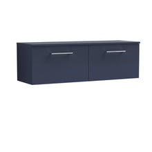 Nui Arno 1200mm Wall Hung 2 - drawer Vanity & Worktop Contemporary Midnight Blue MFC Painted Matt 377x1205x390mm - JJ Building Materials