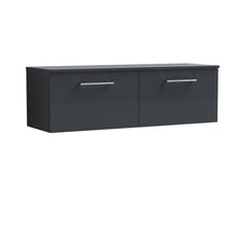 Nui Arno 1200mm Wall Hung 2 Drawer Vanity & Worktop Contemporary Soft Black MFC Painted Matt 377x1205x390mm - JJ Building Materials