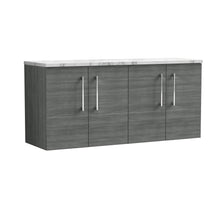 Nui Arno 1200mm Wall Hung 4 - door Vanity & Laminate Worktop Contemporary Anthracite Woodgrain MFC Textured Woodgrain 561x1205x390mm - ARN523LCM2 - JJ Building Materials