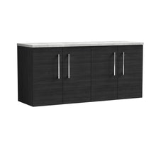 Nui Arno 1200mm Wall Hung 4 - door Vanity & Laminate Worktop Contemporary Charcoal Black MFC Textured Woodgrain 562x1205x390mm - ARN623LBG2 - JJ Building Materials