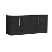 Nui Arno 1200mm Wall Hung 4 - door Vanity & Laminate Worktop Contemporary Charcoal Black MFC Textured Woodgrain 562x1205x390mm - ARN623LSW2 - JJ Building Materials