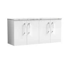 Nui Arno 1200mm Wall Hung 4 - door Vanity & Laminate Worktop Contemporary Gloss White MFC Painted Gloss 561x1205x390mm - ARN123LCM2 - JJ Building Materials