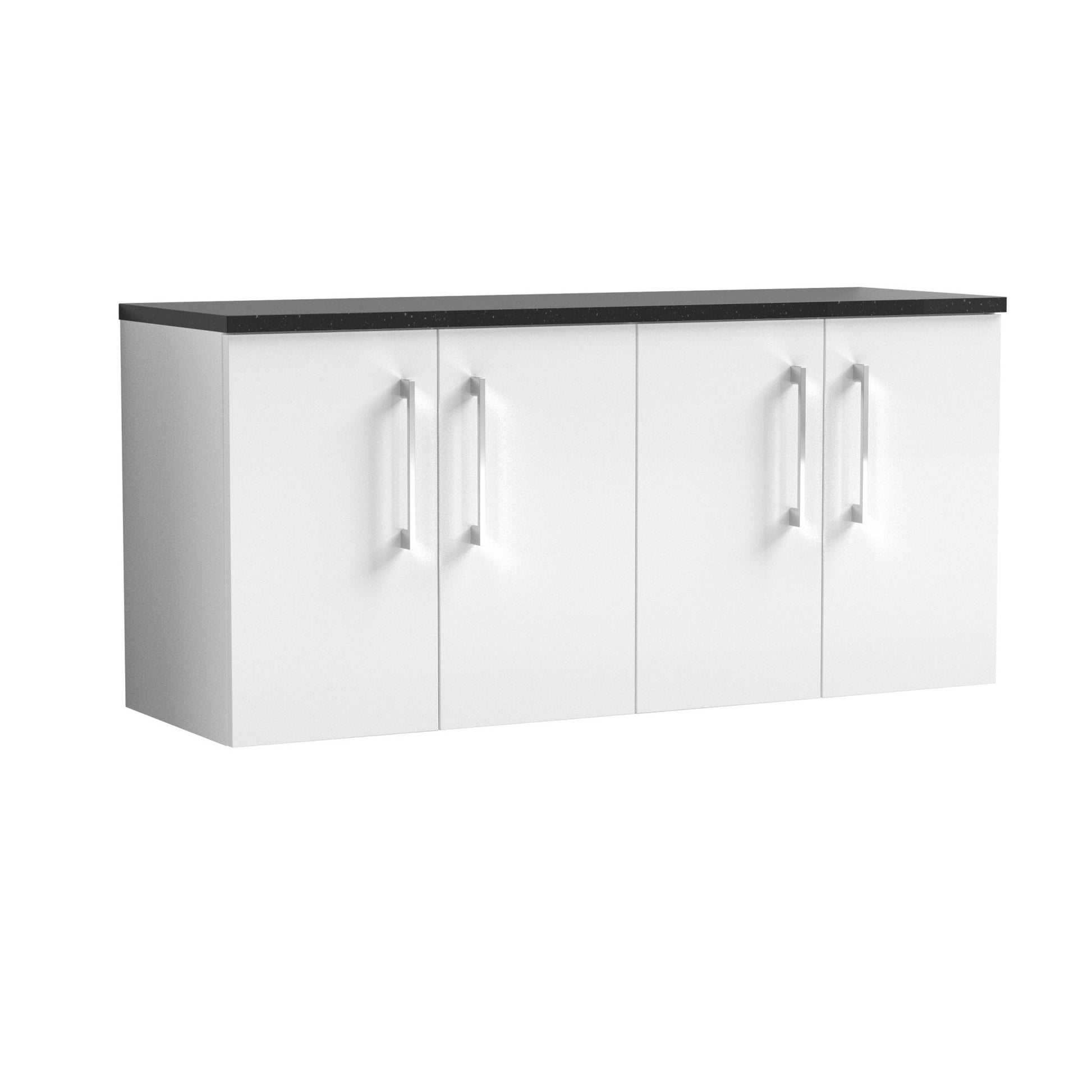 Nui Arno 1200mm Wall Hung 4 - door Vanity & Laminate Worktop Contemporary Gloss White MFC Painted Gloss 561x1205x390mm - ARN123LSB2 - JJ Building Materials